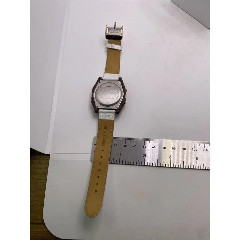 Freestyle Shark Rosegold Rhinestone White Leather Band Surfing Watch New Battery